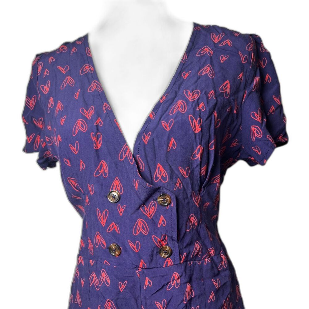 Urban Outfitters UO Juliette Heart Printed Short Sleeve Romper Size Large NWOT - Picture 7 of 8